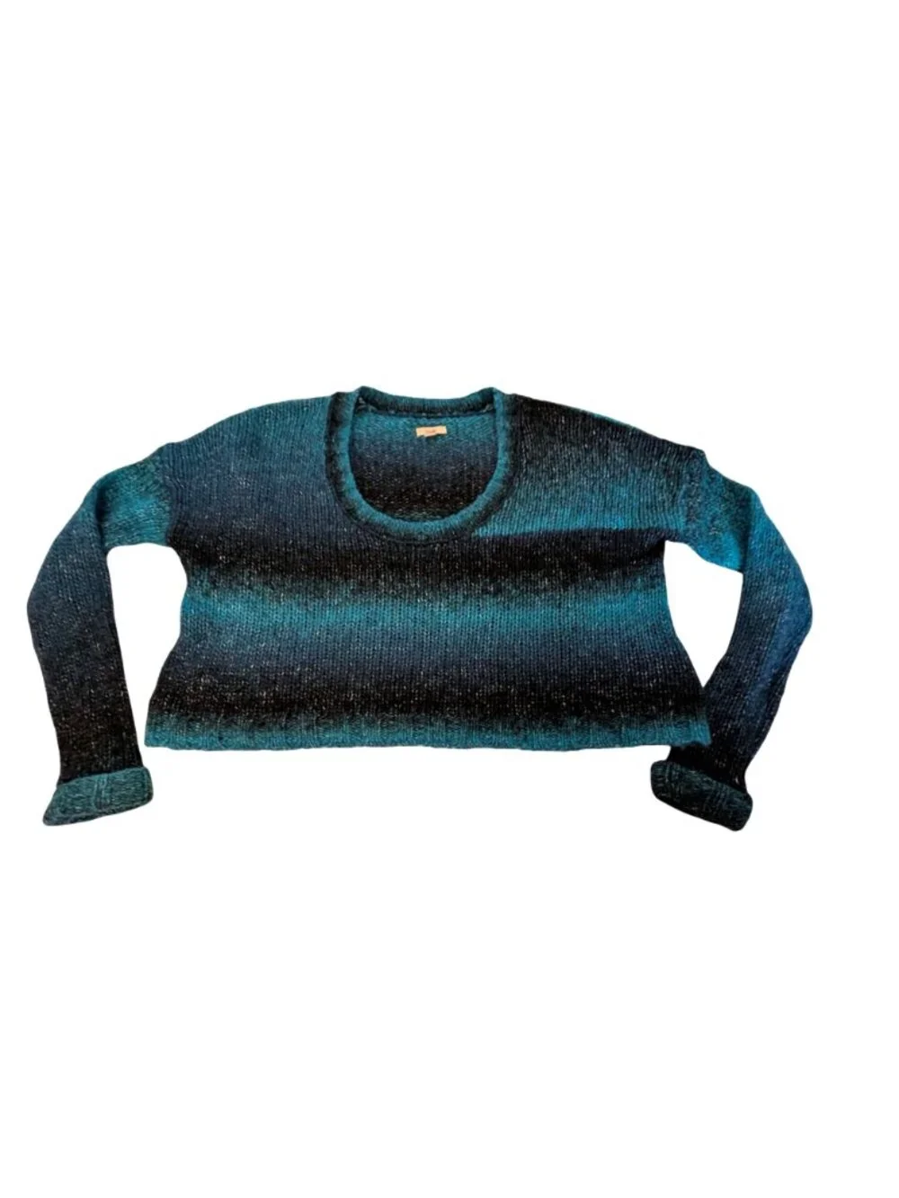Ecote Urban Outfitters Blue Green Ombre Striped Crop Oversize Boxy Sweater XS